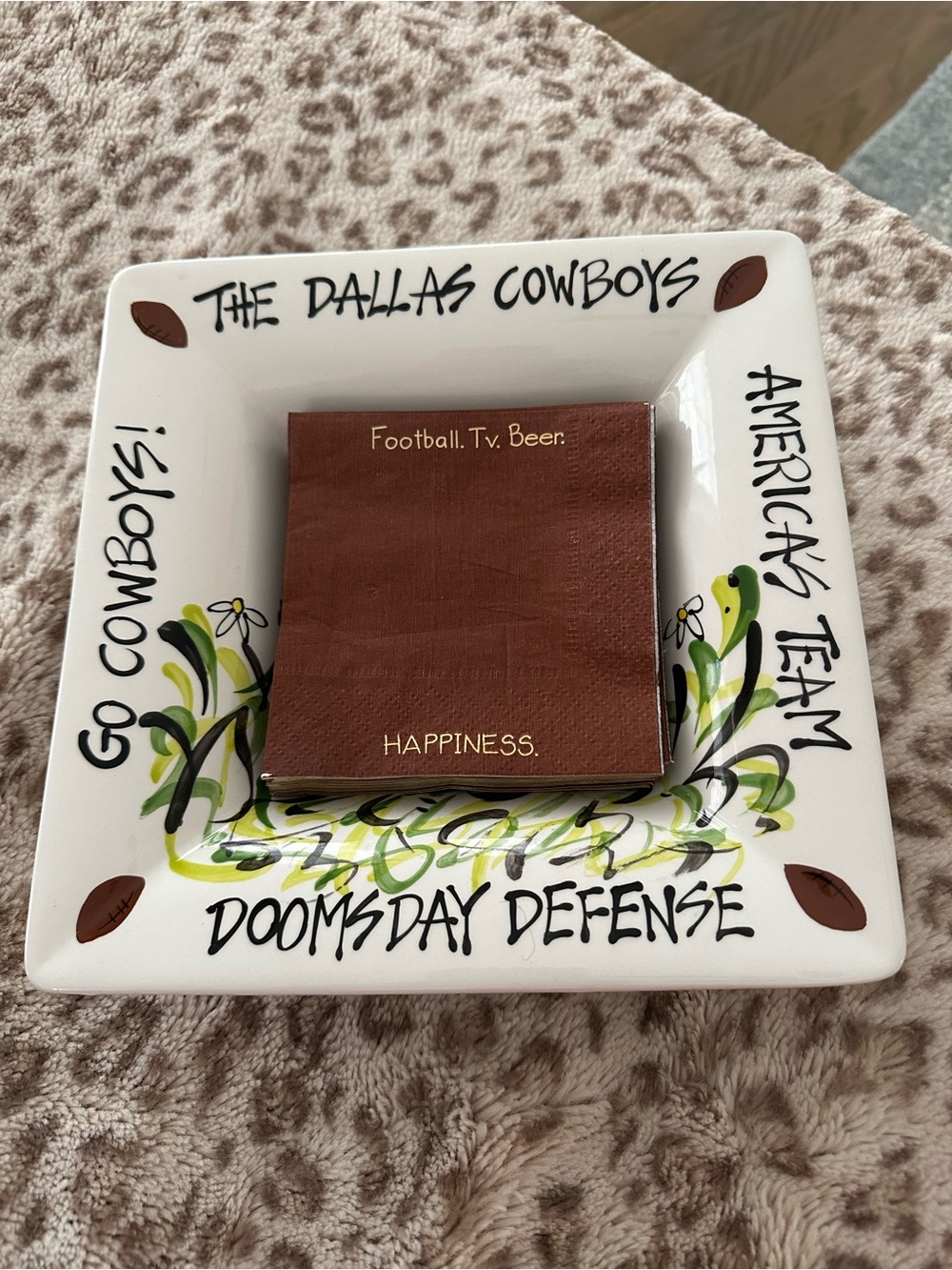 Dallas Cowboys Decorative Dish - White with Green & Brown Accents